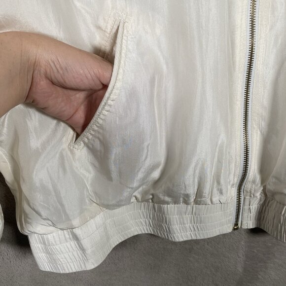 Vintage 80s 100% Silk Track Jacket XL Gold Embroidery Retro Bowling Roller Disco - Picture 7 of 14